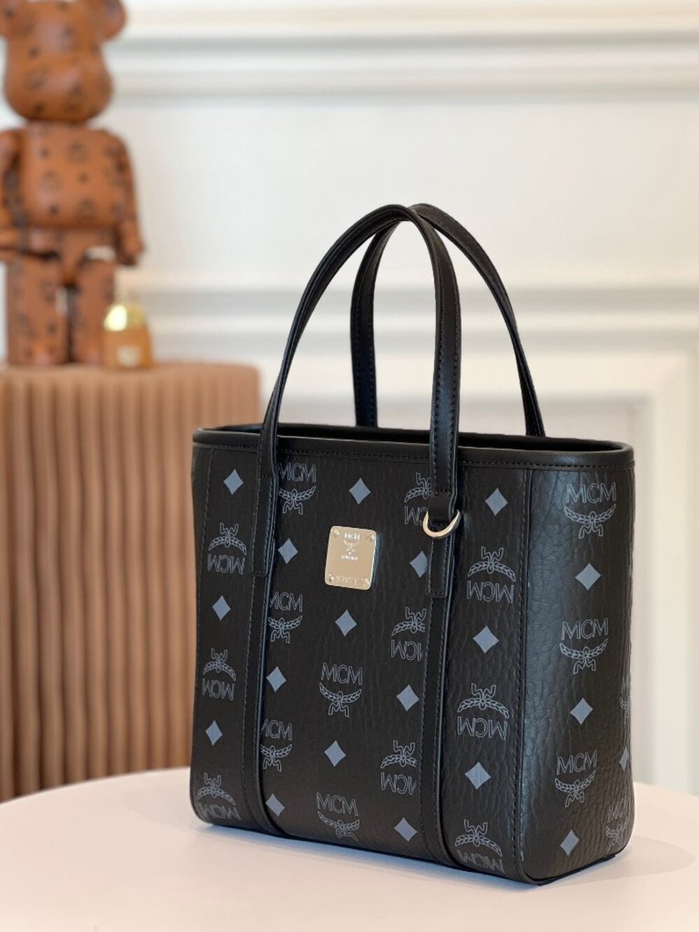 MCM Tote Bag Crossbody Bag Monogram Black - Picture 3 of 7